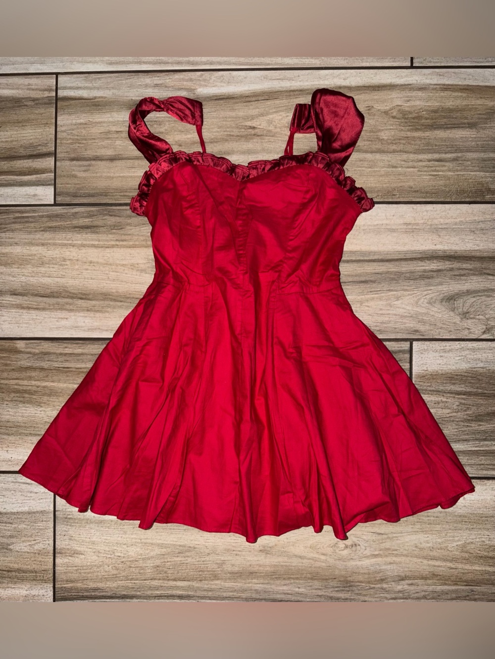 Free People Red Ruffle-Strap Mini Dress
